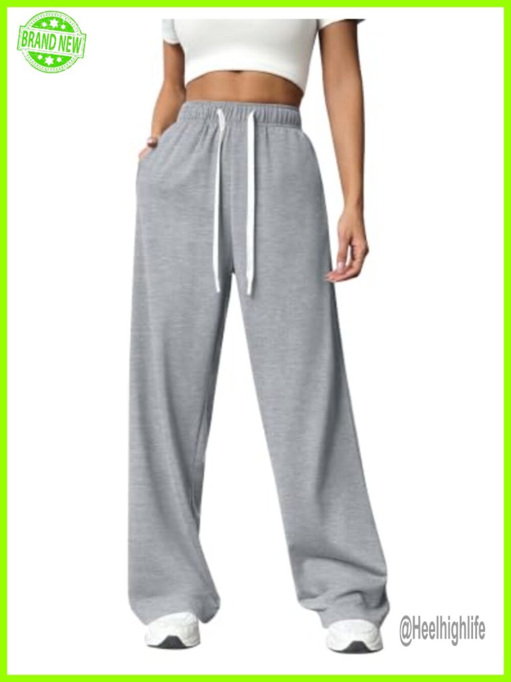Wide Leg Sweatpants High Waisted Baggy Drawstring Workout Pants with Pockets
